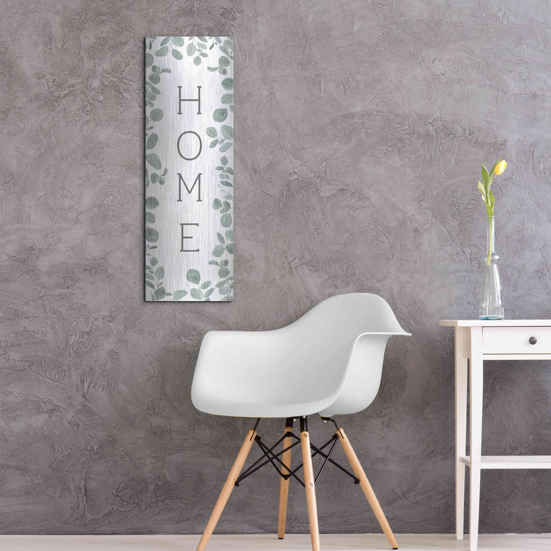 Luxe Metal Art 'Home Eucalyptus II' by Kate Sherrill, Metal Wall Art,12x36