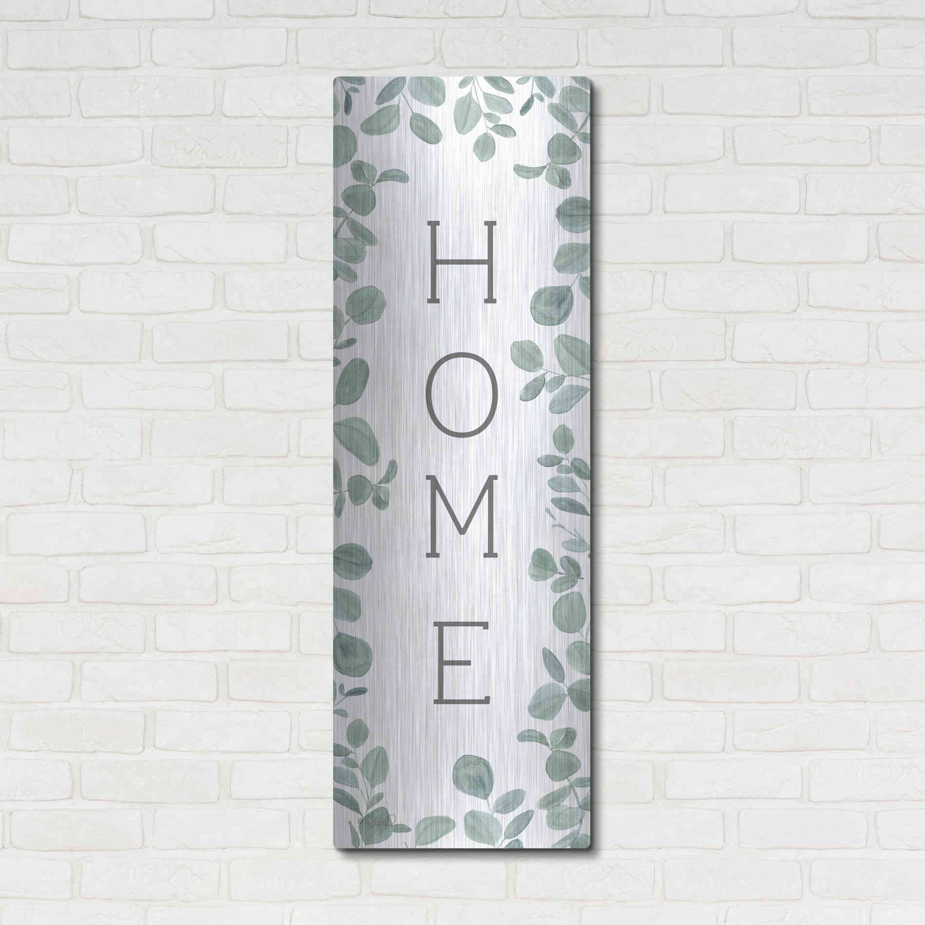 Luxe Metal Art 'Home Eucalyptus II' by Kate Sherrill, Metal Wall Art,16x48