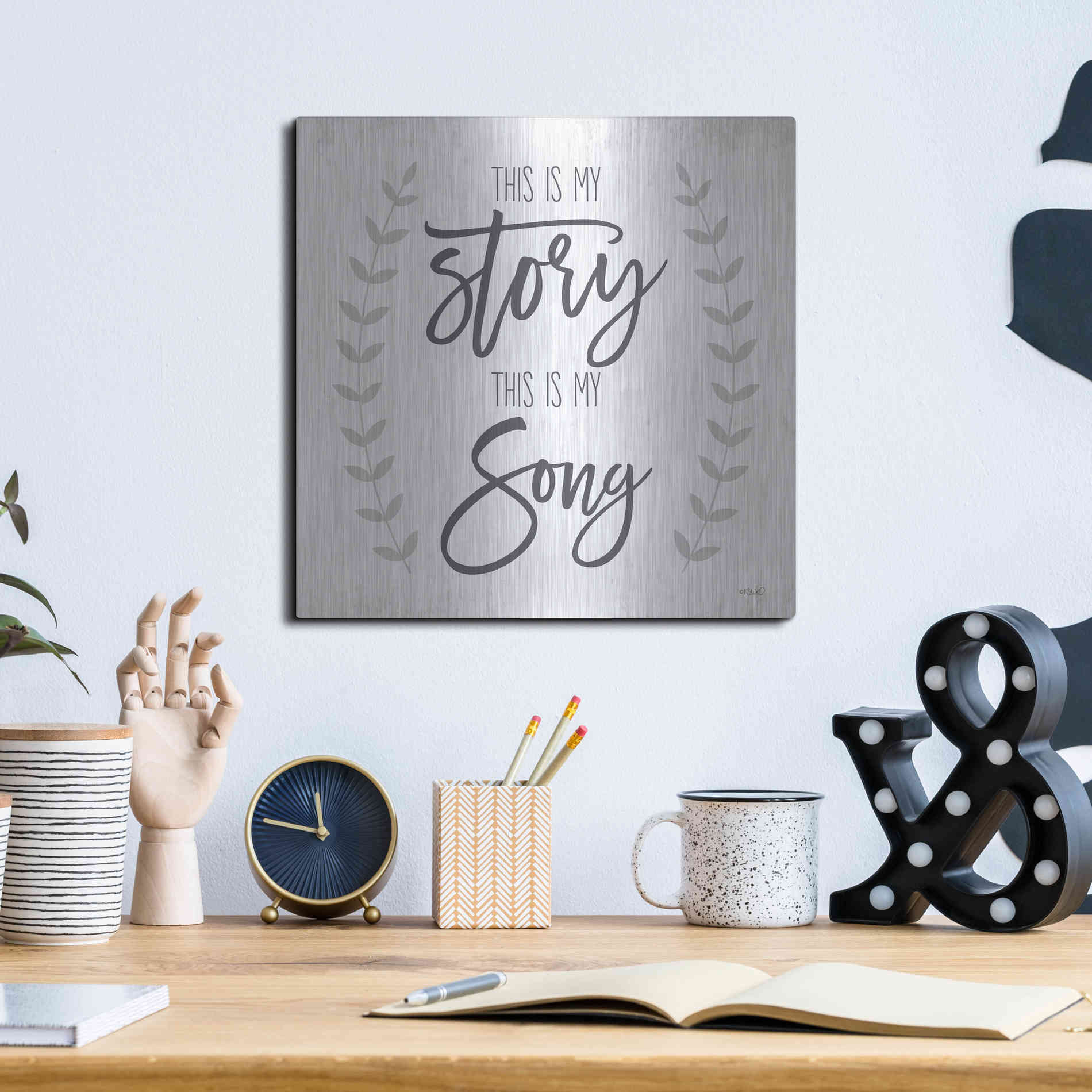 Luxe Metal Art 'This is My Story I' by Kate Sherrill, Metal Wall Art,12x12