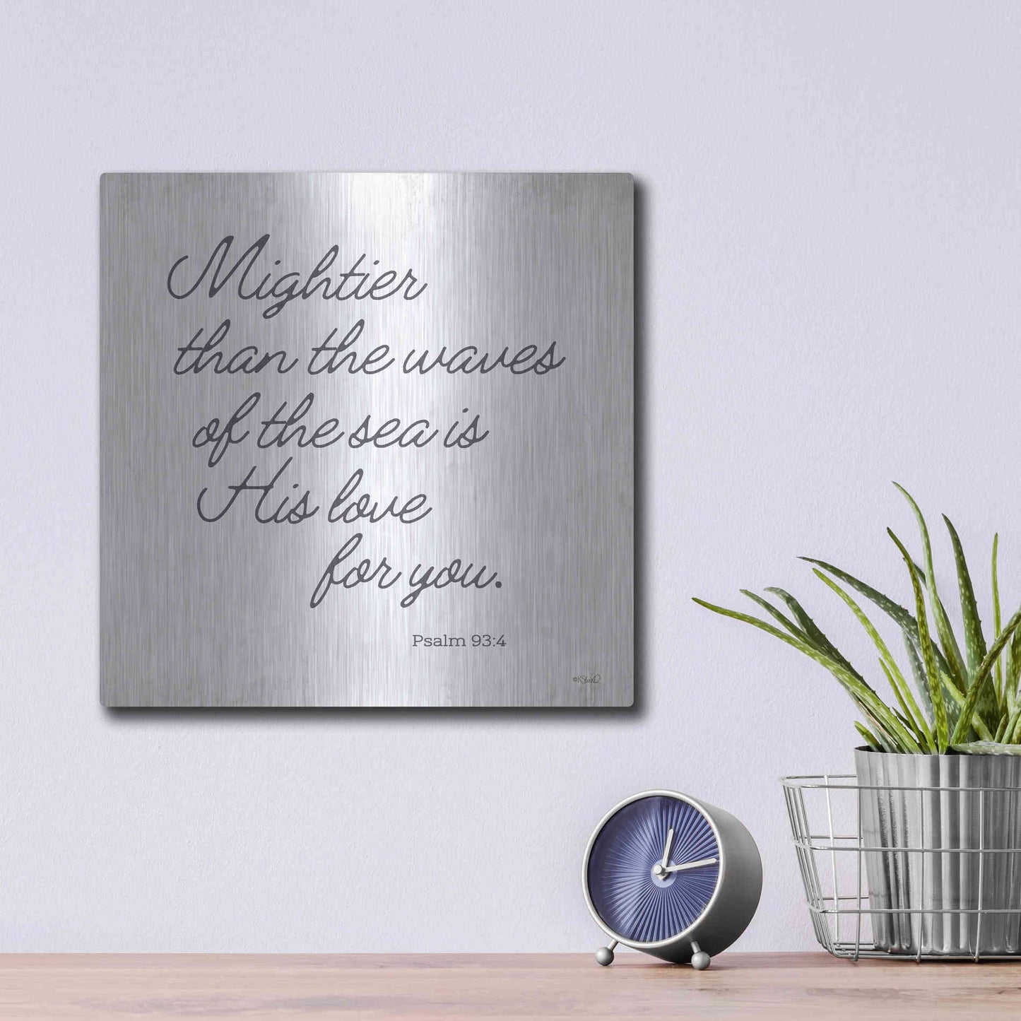Luxe Metal Art 'Mightier than the Waves' by Kate Sherrill, Metal Wall Art,12x12