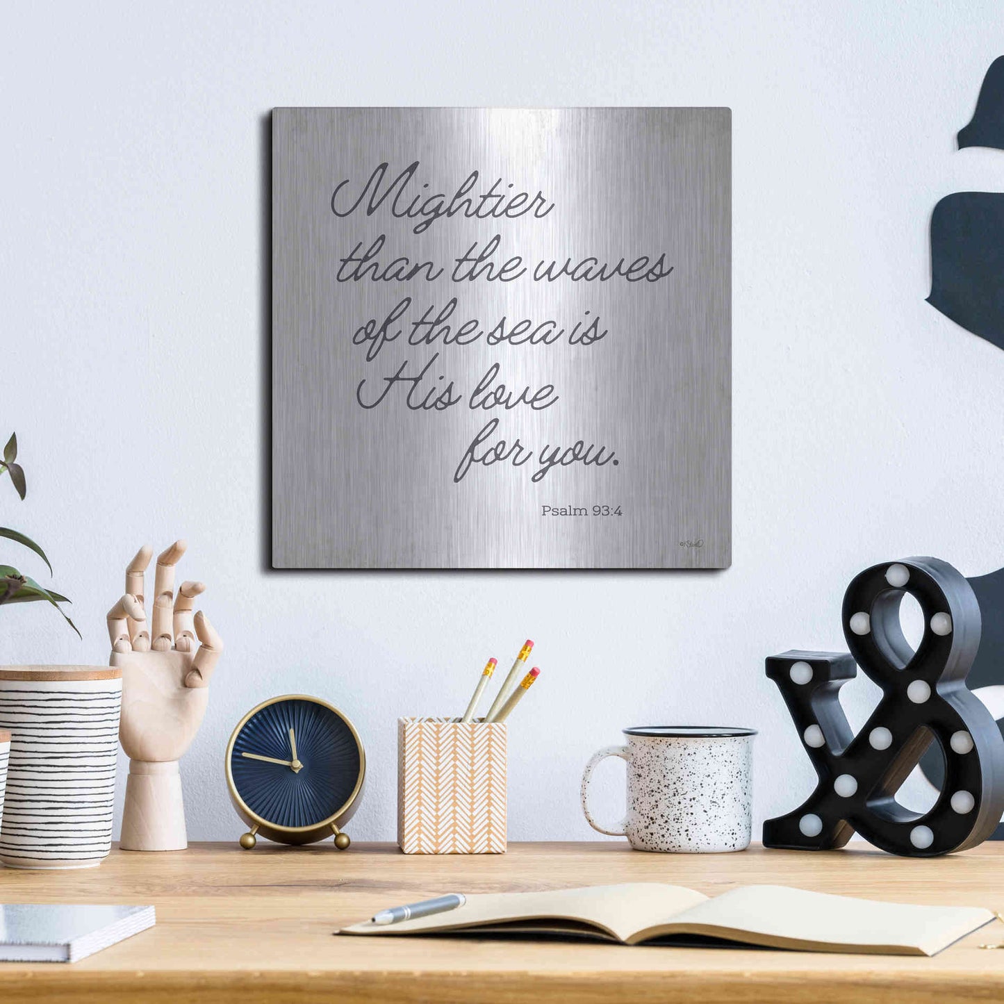 Luxe Metal Art 'Mightier than the Waves' by Kate Sherrill, Metal Wall Art,12x12