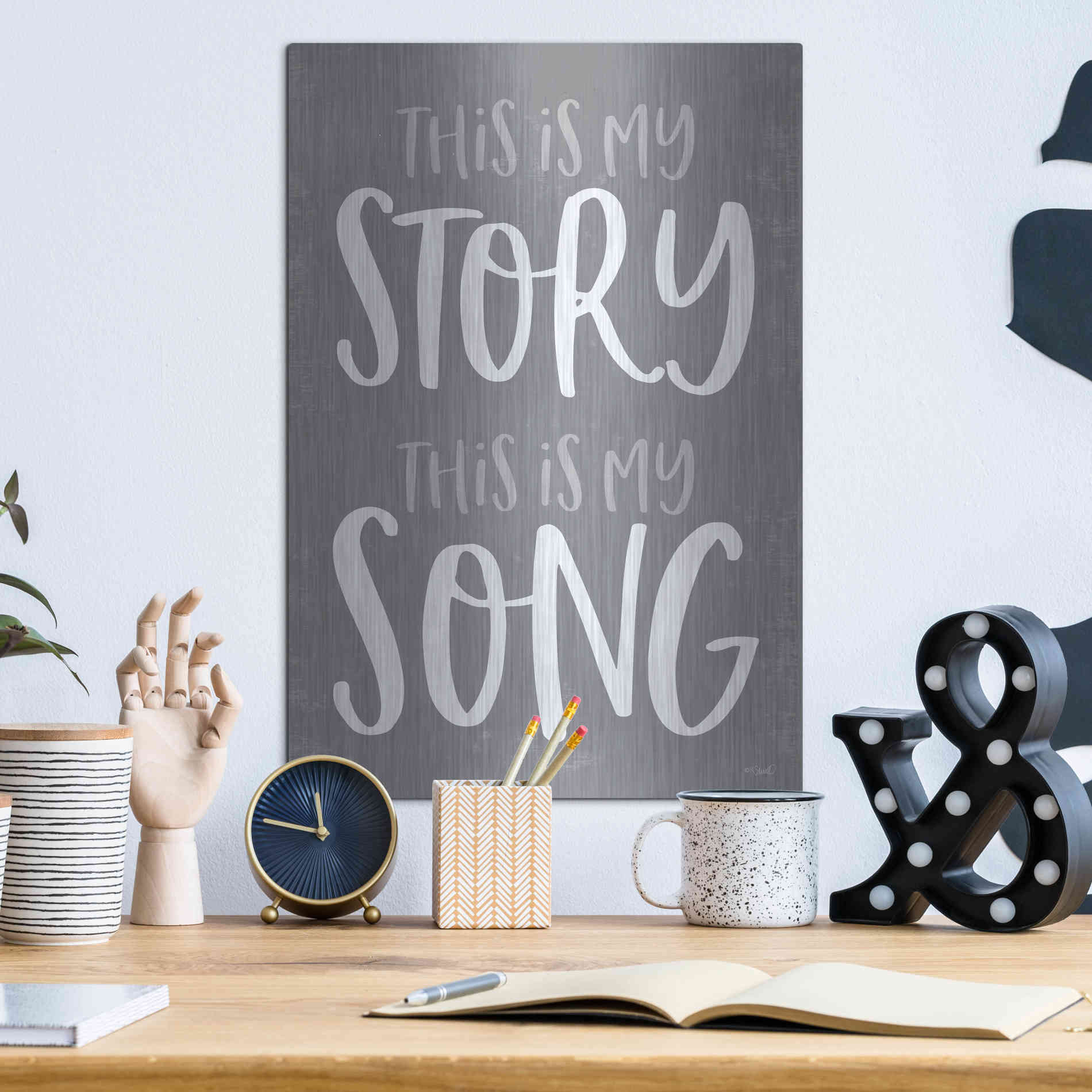 Luxe Metal Art 'This Is My Story' by Kate Sherrill, Metal Wall Art,12x16