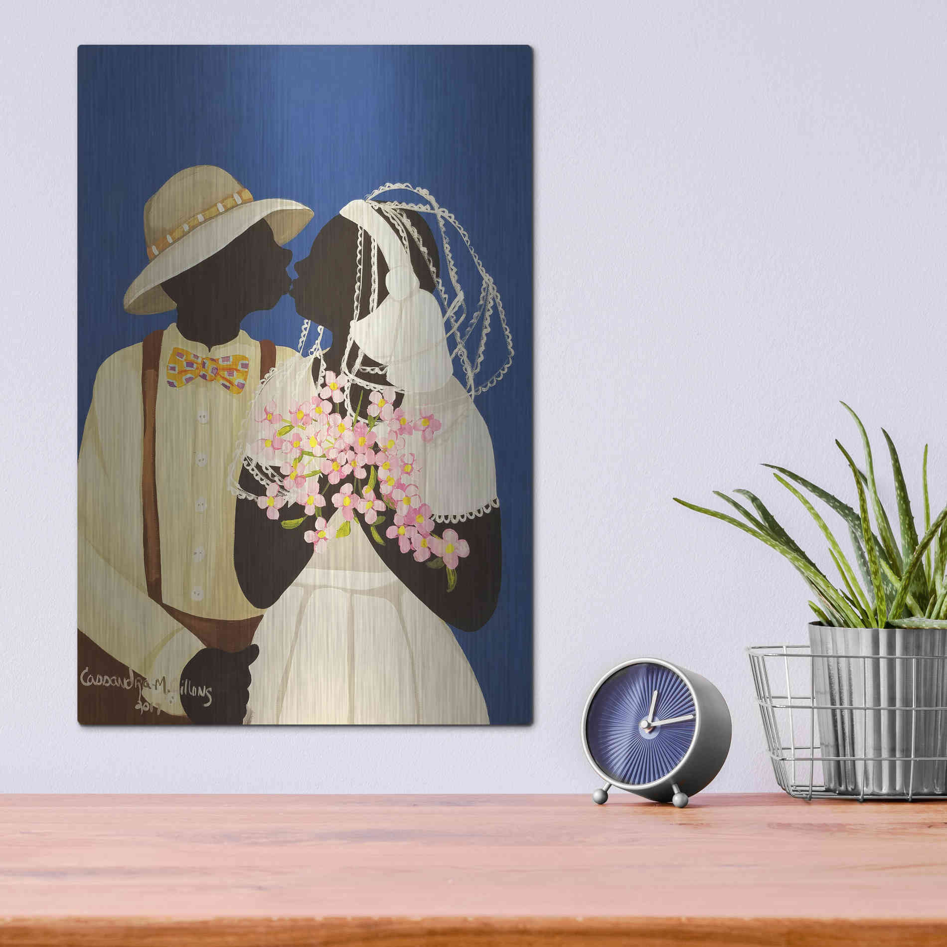 Luxe Metal Art 'You May Kiss The Bride' by Cassandra Gillens, Metal Wall Art,12x16