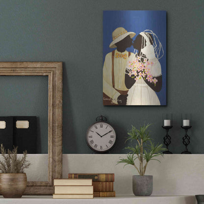 Luxe Metal Art 'You May Kiss The Bride' by Cassandra Gillens, Metal Wall Art,12x16