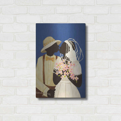 Luxe Metal Art 'You May Kiss The Bride' by Cassandra Gillens, Metal Wall Art,16x24