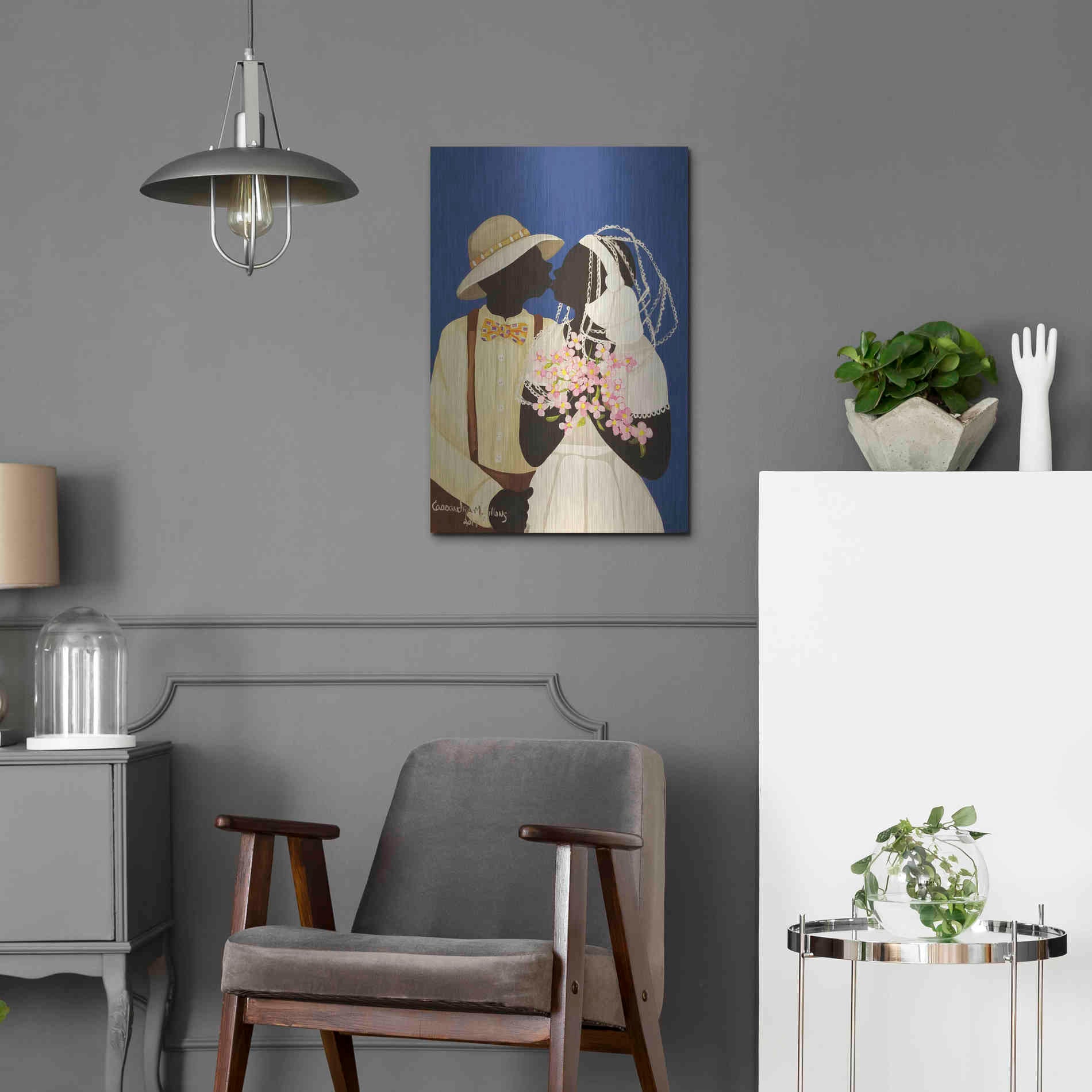 Luxe Metal Art 'You May Kiss The Bride' by Cassandra Gillens, Metal Wall Art,16x24