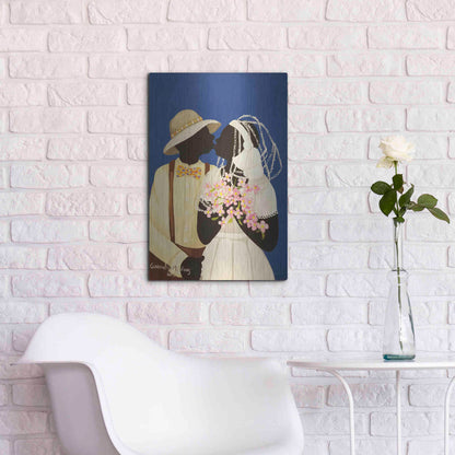 Luxe Metal Art 'You May Kiss The Bride' by Cassandra Gillens, Metal Wall Art,16x24