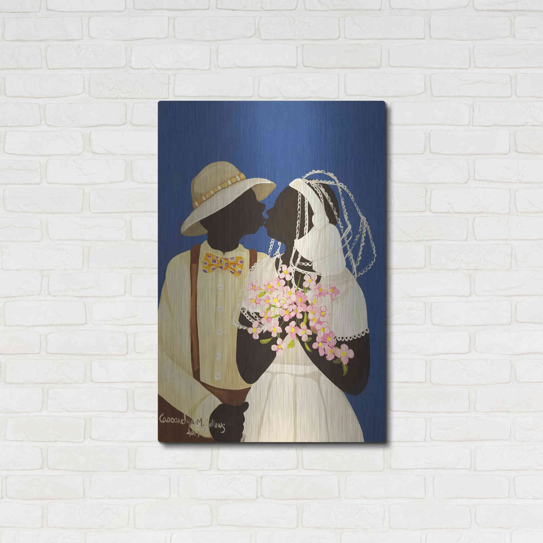 Luxe Metal Art 'You May Kiss The Bride' by Cassandra Gillens, Metal Wall Art,24x36