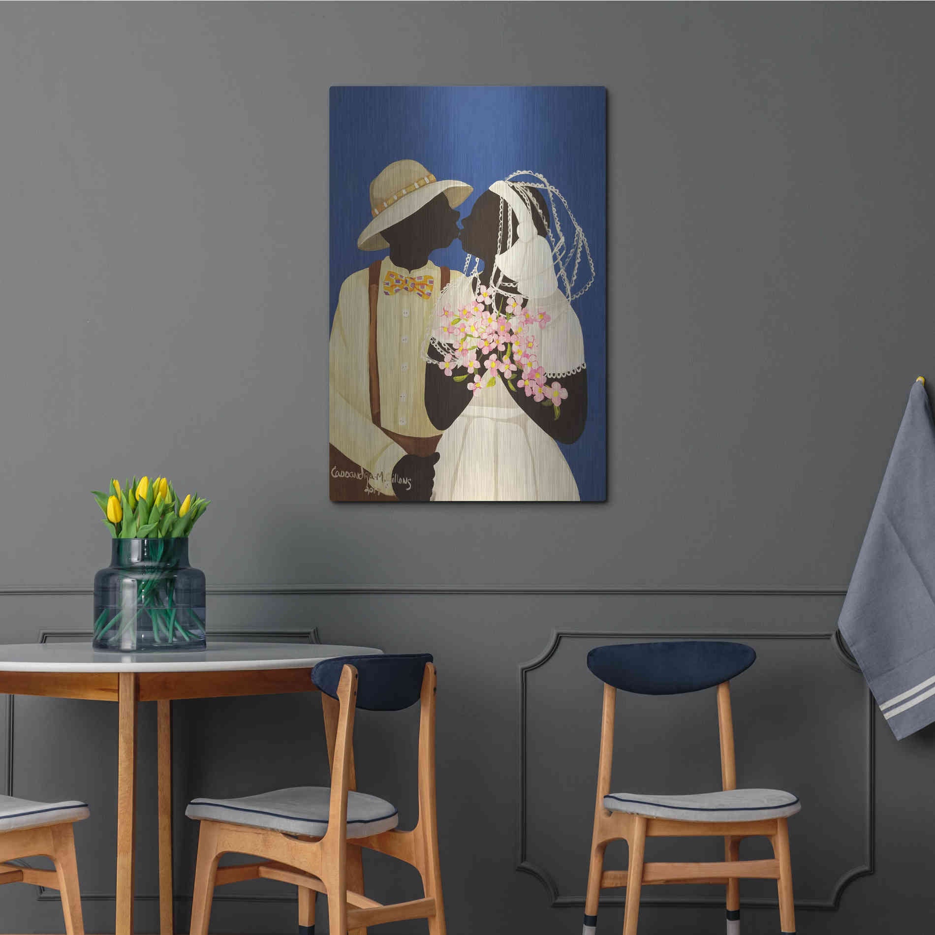 Luxe Metal Art 'You May Kiss The Bride' by Cassandra Gillens, Metal Wall Art,24x36