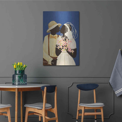 Luxe Metal Art 'You May Kiss The Bride' by Cassandra Gillens, Metal Wall Art,24x36