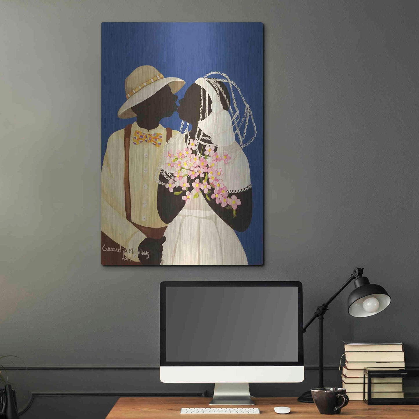 Luxe Metal Art 'You May Kiss The Bride' by Cassandra Gillens, Metal Wall Art,24x36