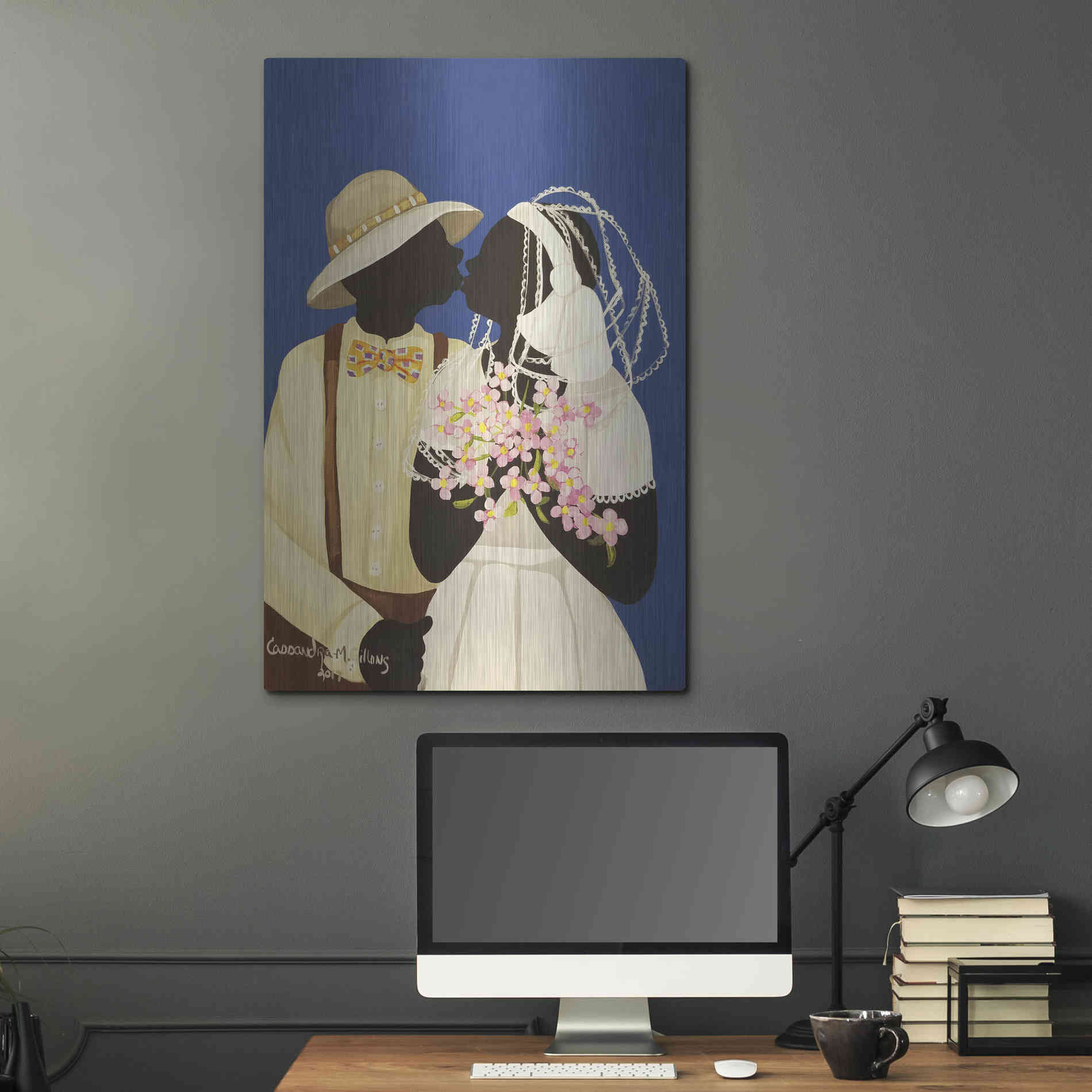 Luxe Metal Art 'You May Kiss The Bride' by Cassandra Gillens, Metal Wall Art,24x36