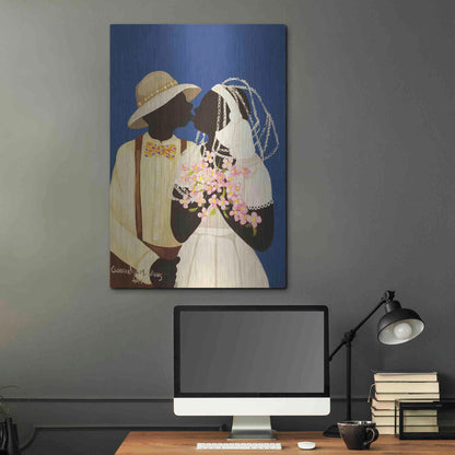 Luxe Metal Art 'You May Kiss The Bride' by Cassandra Gillens, Metal Wall Art,24x36