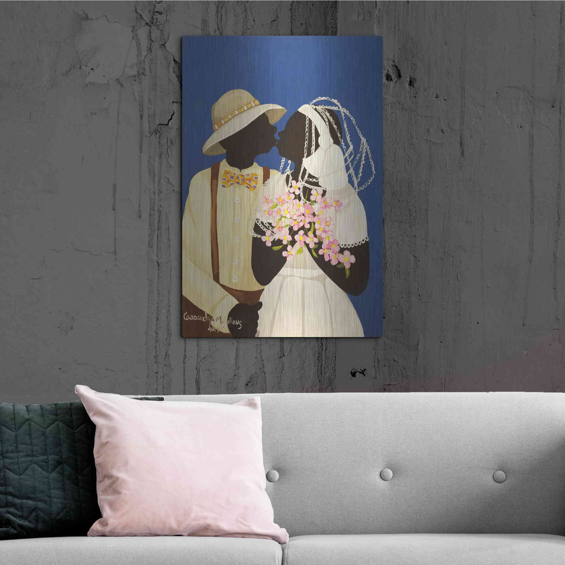 Luxe Metal Art 'You May Kiss The Bride' by Cassandra Gillens, Metal Wall Art,24x36