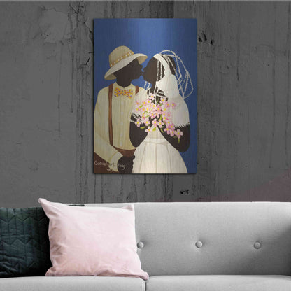 Luxe Metal Art 'You May Kiss The Bride' by Cassandra Gillens, Metal Wall Art,24x36