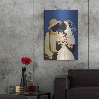 Luxe Metal Art 'You May Kiss The Bride' by Cassandra Gillens, Metal Wall Art,24x36