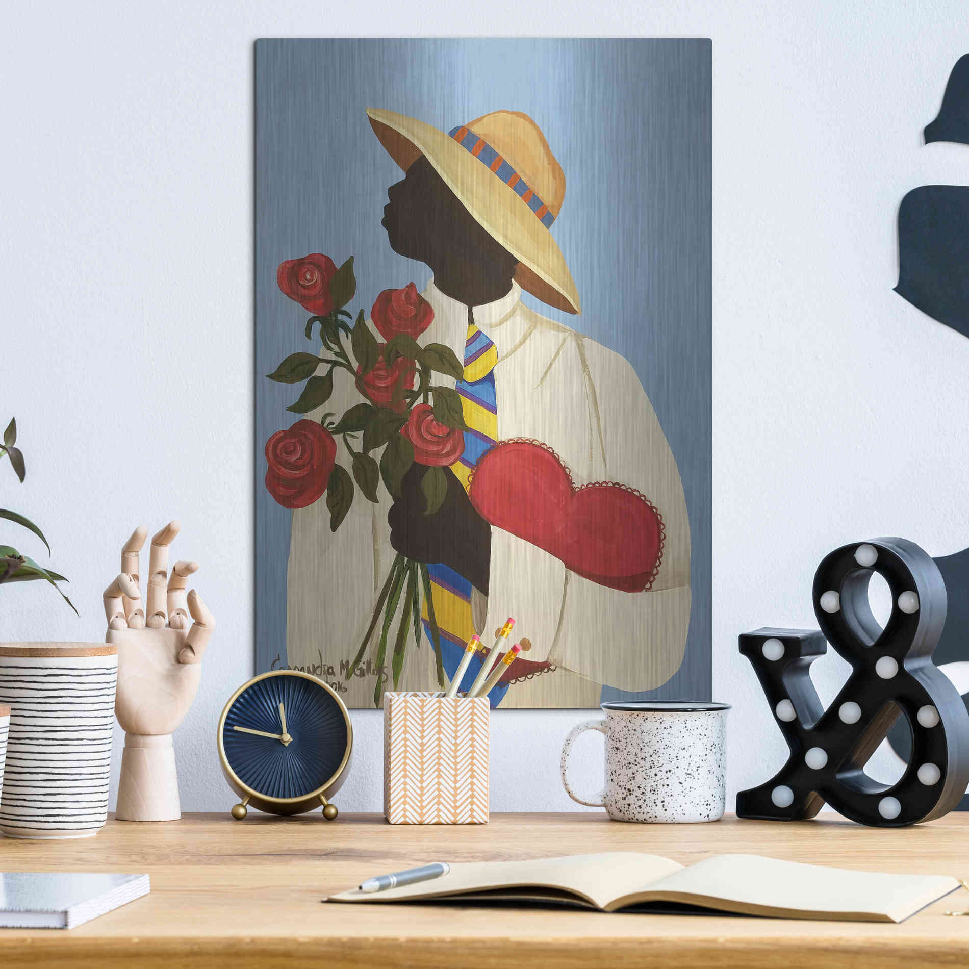 Luxe Metal Art 'My Love For You' by Cassandra Gillens, Metal Wall Art,12x16