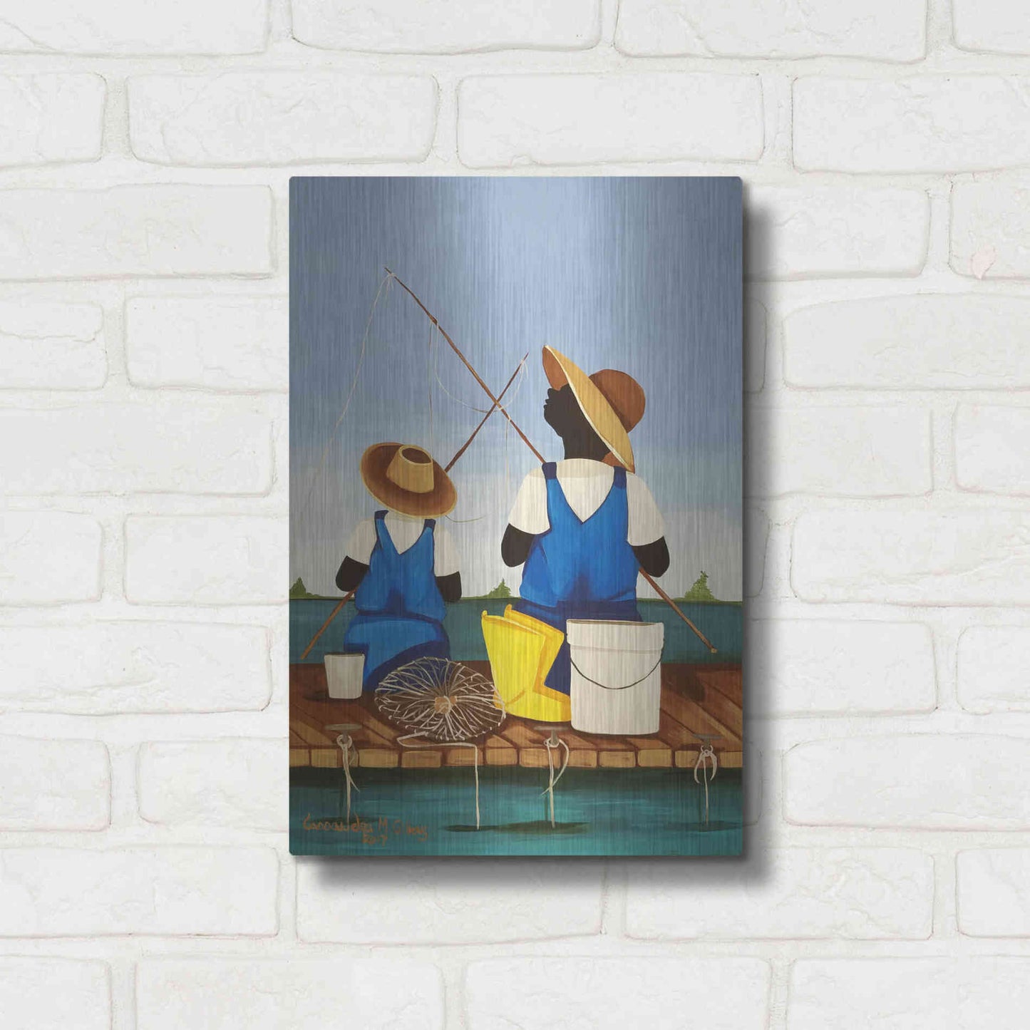 Luxe Metal Art 'Father and Son Bonding' by Cassandra Gillens, Metal Wall Art,12x16