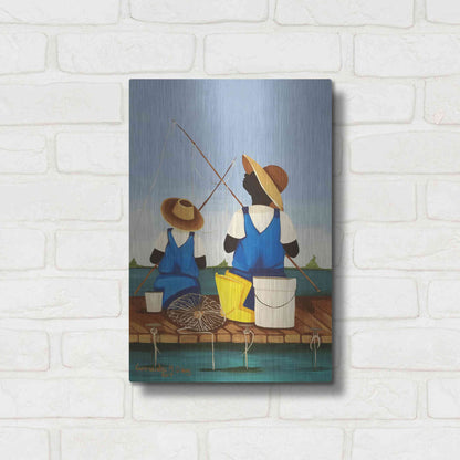 Luxe Metal Art 'Father and Son Bonding' by Cassandra Gillens, Metal Wall Art,12x16