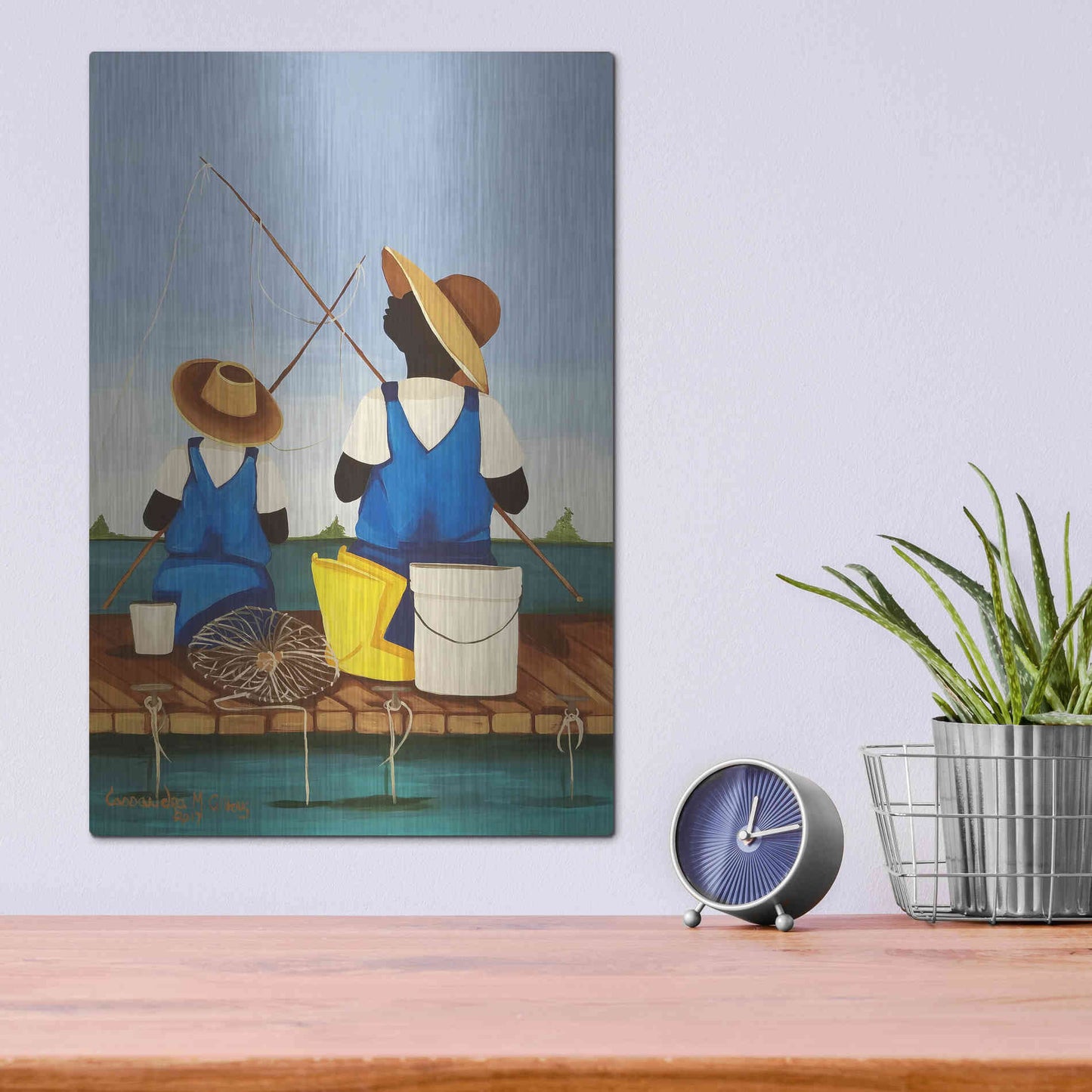 Luxe Metal Art 'Father and Son Bonding' by Cassandra Gillens, Metal Wall Art,12x16