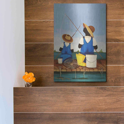 Luxe Metal Art 'Father and Son Bonding' by Cassandra Gillens, Metal Wall Art,12x16