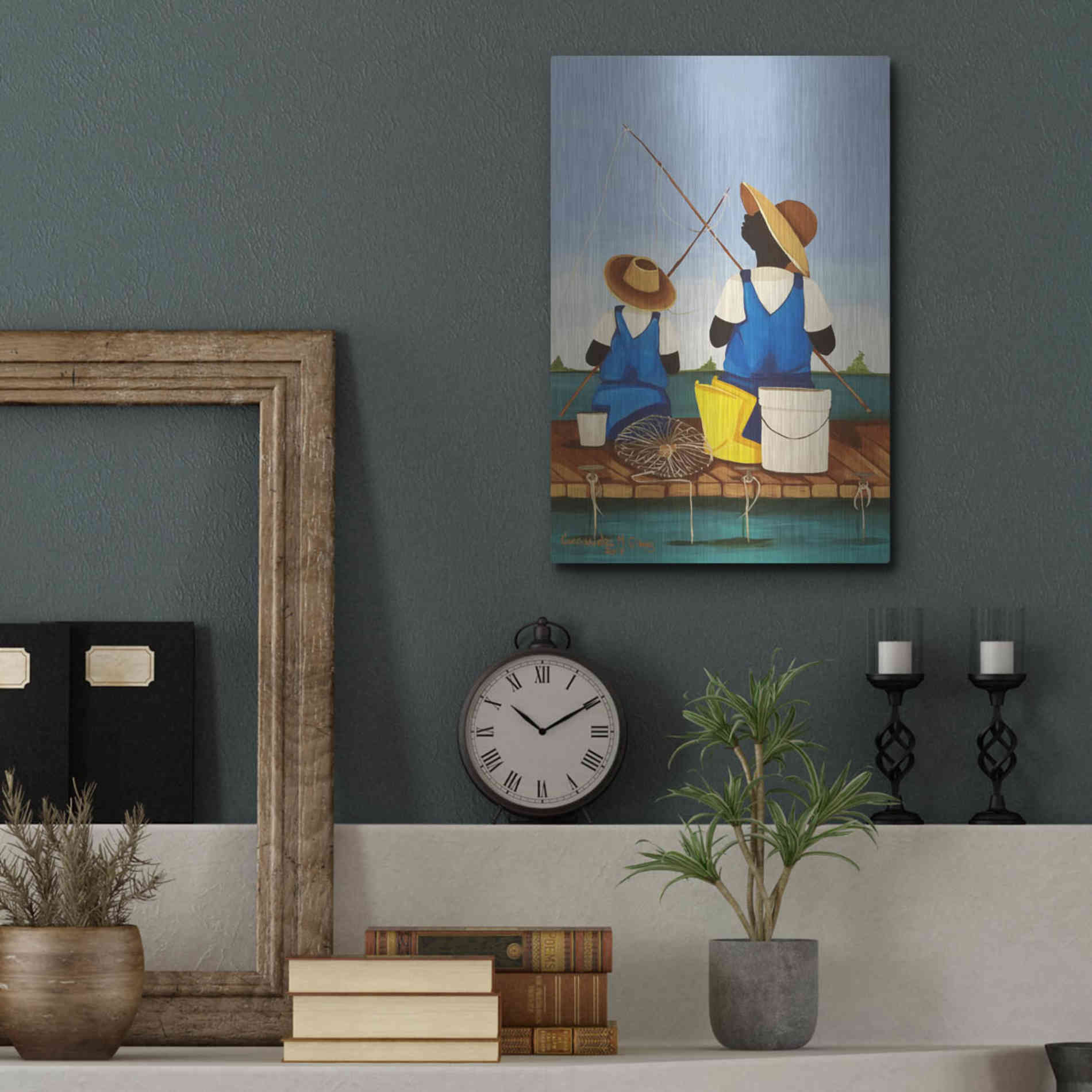 Luxe Metal Art 'Father and Son Bonding' by Cassandra Gillens, Metal Wall Art,12x16