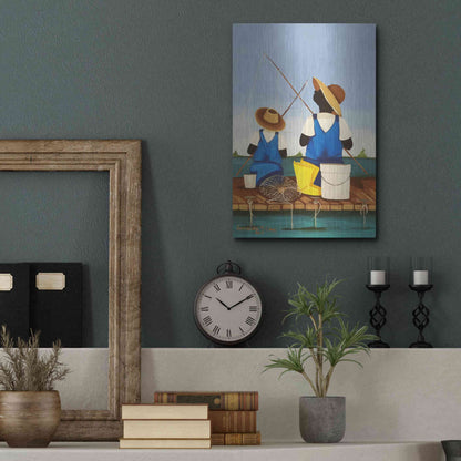 Luxe Metal Art 'Father and Son Bonding' by Cassandra Gillens, Metal Wall Art,12x16