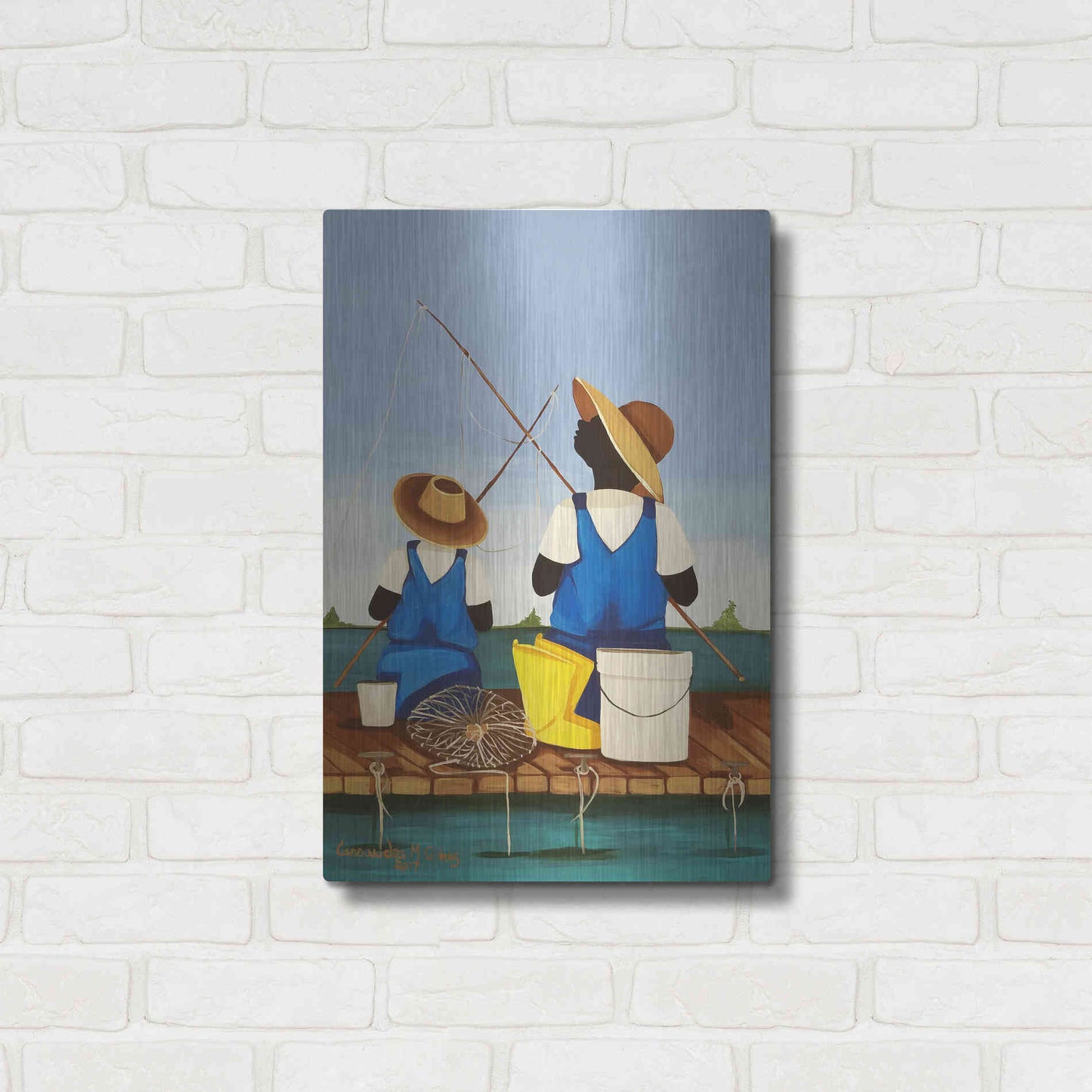 Luxe Metal Art 'Father and Son Bonding' by Cassandra Gillens, Metal Wall Art,16x24