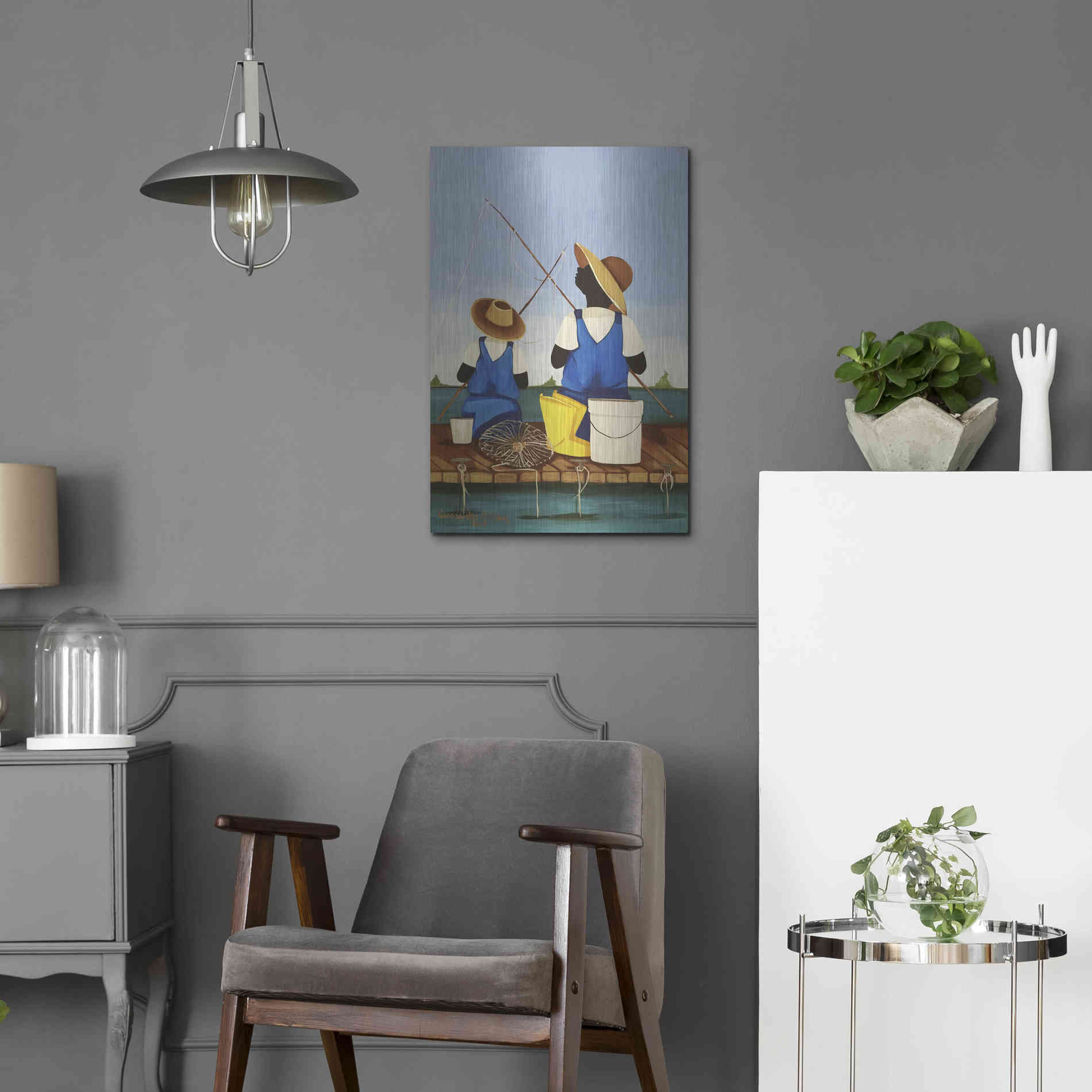 Luxe Metal Art 'Father and Son Bonding' by Cassandra Gillens, Metal Wall Art,16x24