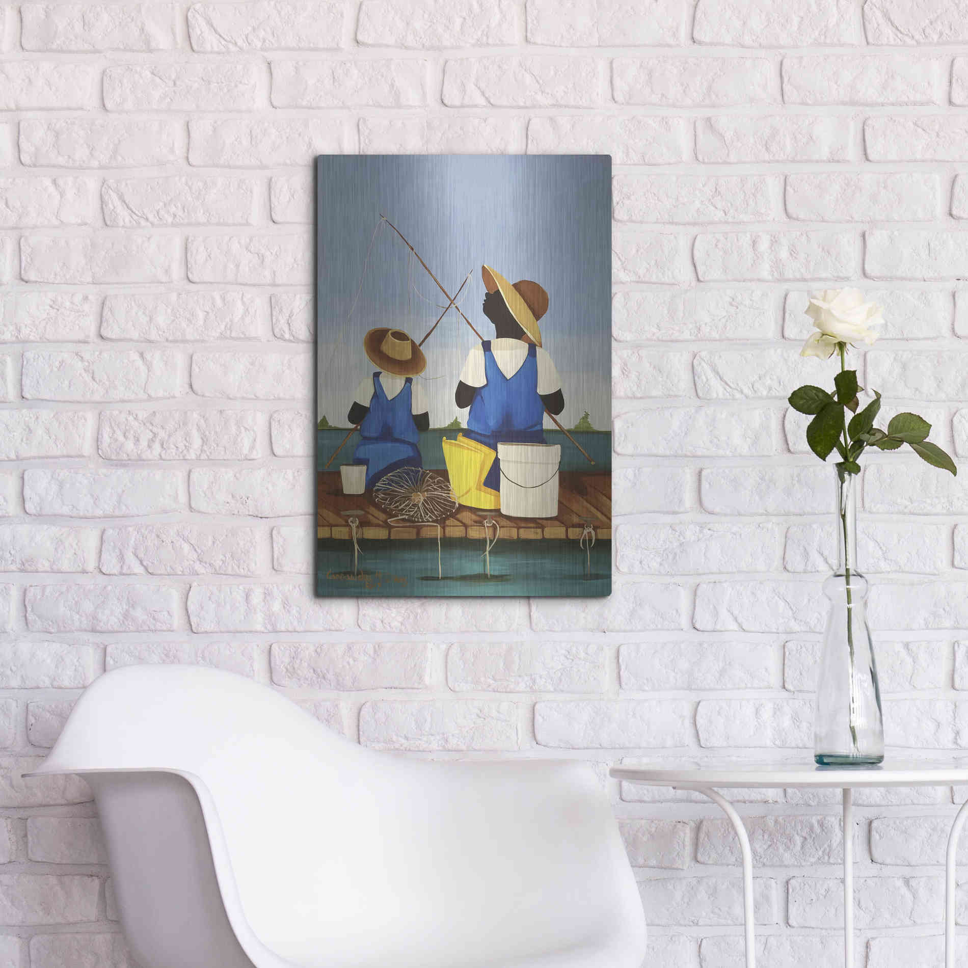 Luxe Metal Art 'Father and Son Bonding' by Cassandra Gillens, Metal Wall Art,16x24