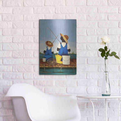 Luxe Metal Art 'Father and Son Bonding' by Cassandra Gillens, Metal Wall Art,16x24