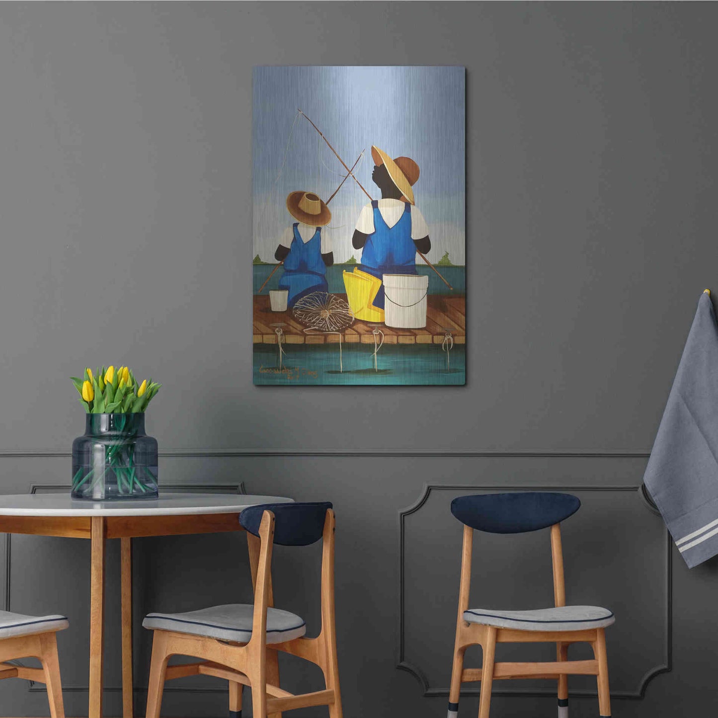 Luxe Metal Art 'Father and Son Bonding' by Cassandra Gillens, Metal Wall Art,24x36