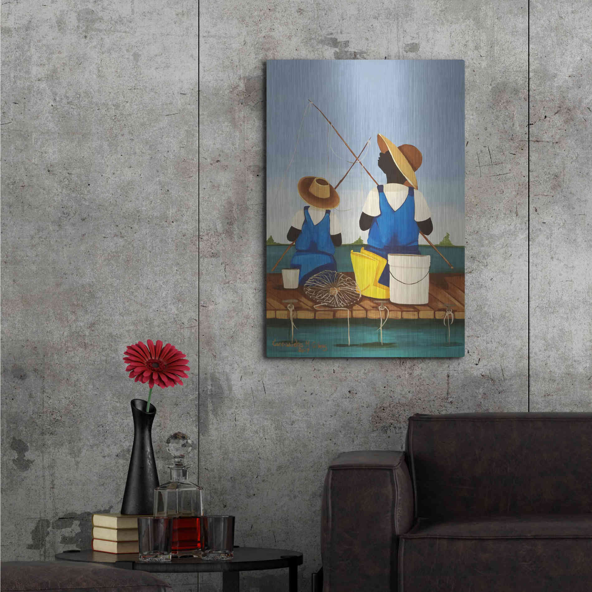 Luxe Metal Art 'Father and Son Bonding' by Cassandra Gillens, Metal Wall Art,24x36
