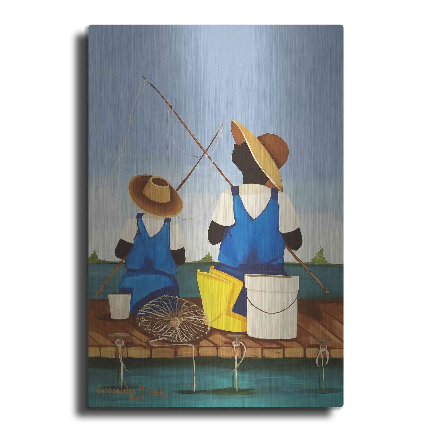 Luxe Metal Art 'Father and Son Bonding' by Cassandra Gillens, Metal Wall Art