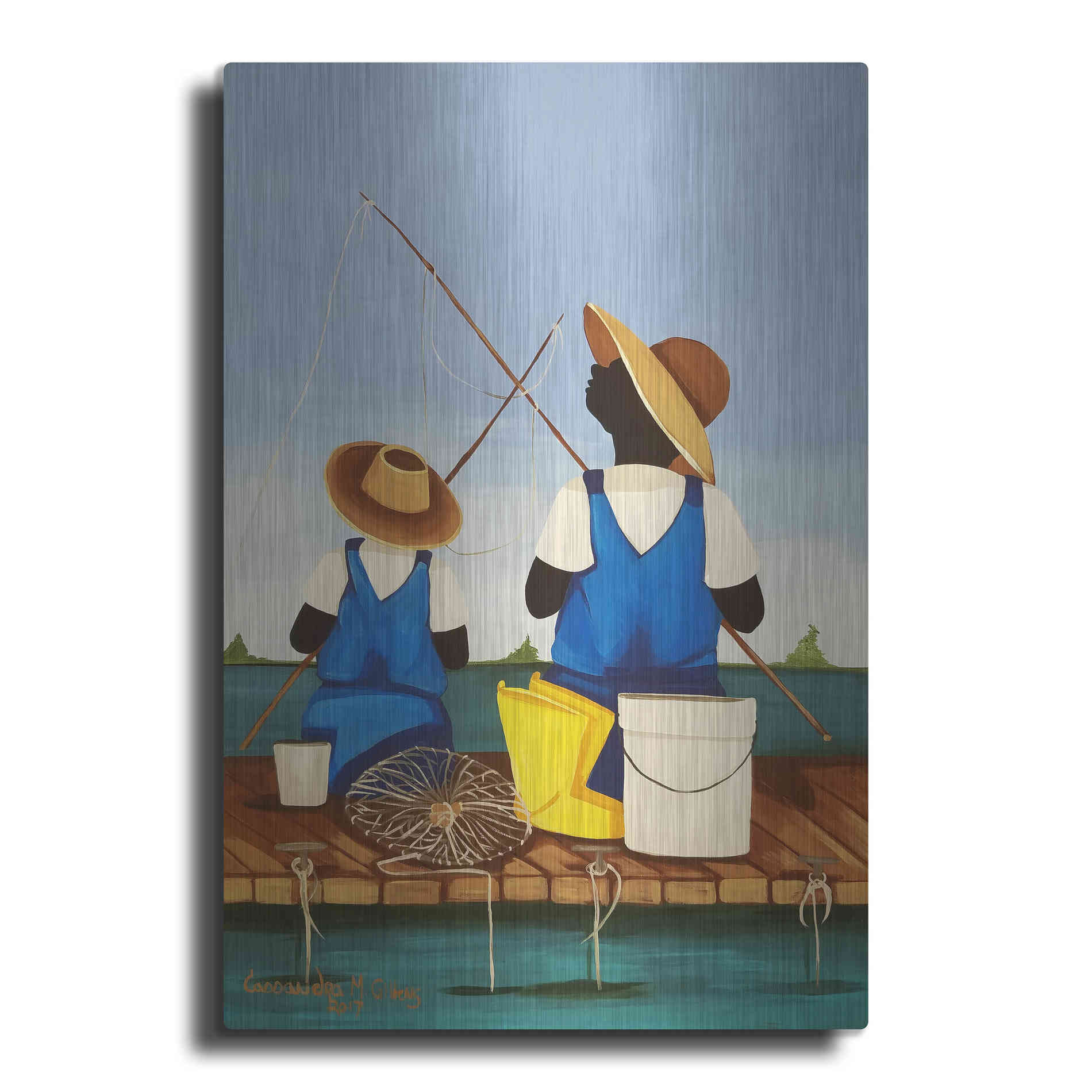 Luxe Metal Art 'Father and Son Bonding' by Cassandra Gillens, Metal Wall Art