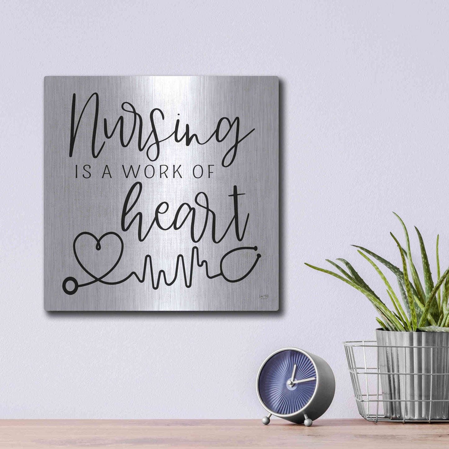 Luxe Metal Art 'Nursing a Work of Heart' by Lux + Me Designs, Metal Wall Art,12x12