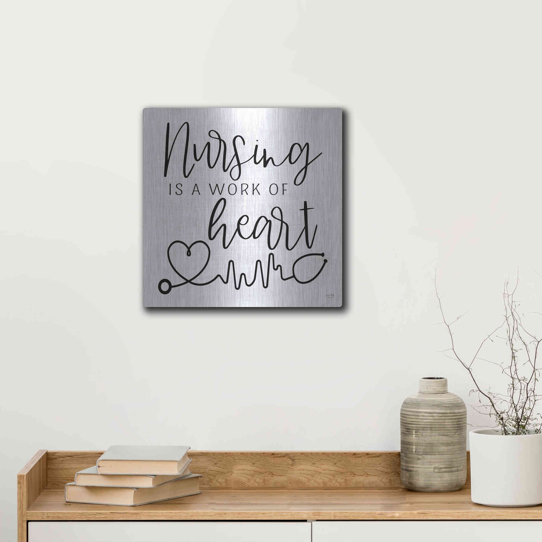Luxe Metal Art 'Nursing a Work of Heart' by Lux + Me Designs, Metal Wall Art,12x12