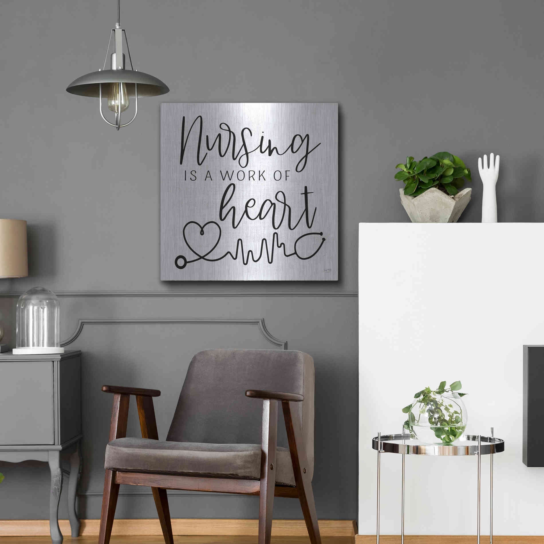 Luxe Metal Art 'Nursing a Work of Heart' by Lux + Me Designs, Metal Wall Art,24x24