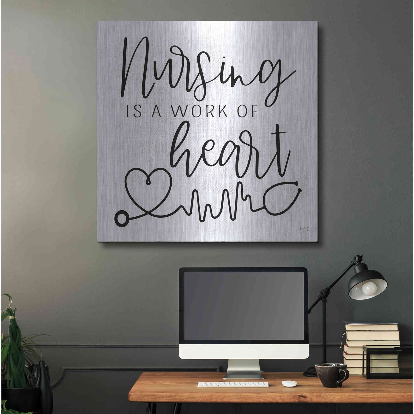 Luxe Metal Art 'Nursing a Work of Heart' by Lux + Me Designs, Metal Wall Art,36x36