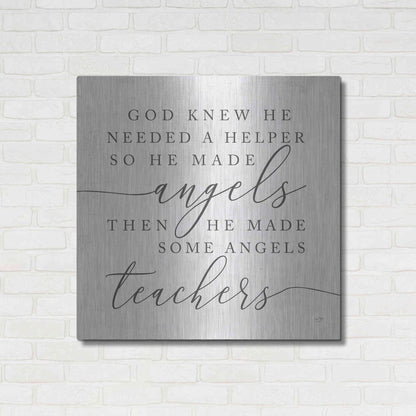 Luxe Metal Art 'God Made Angel Teachers' by Lux + Me Designs, Metal Wall Art,36x36