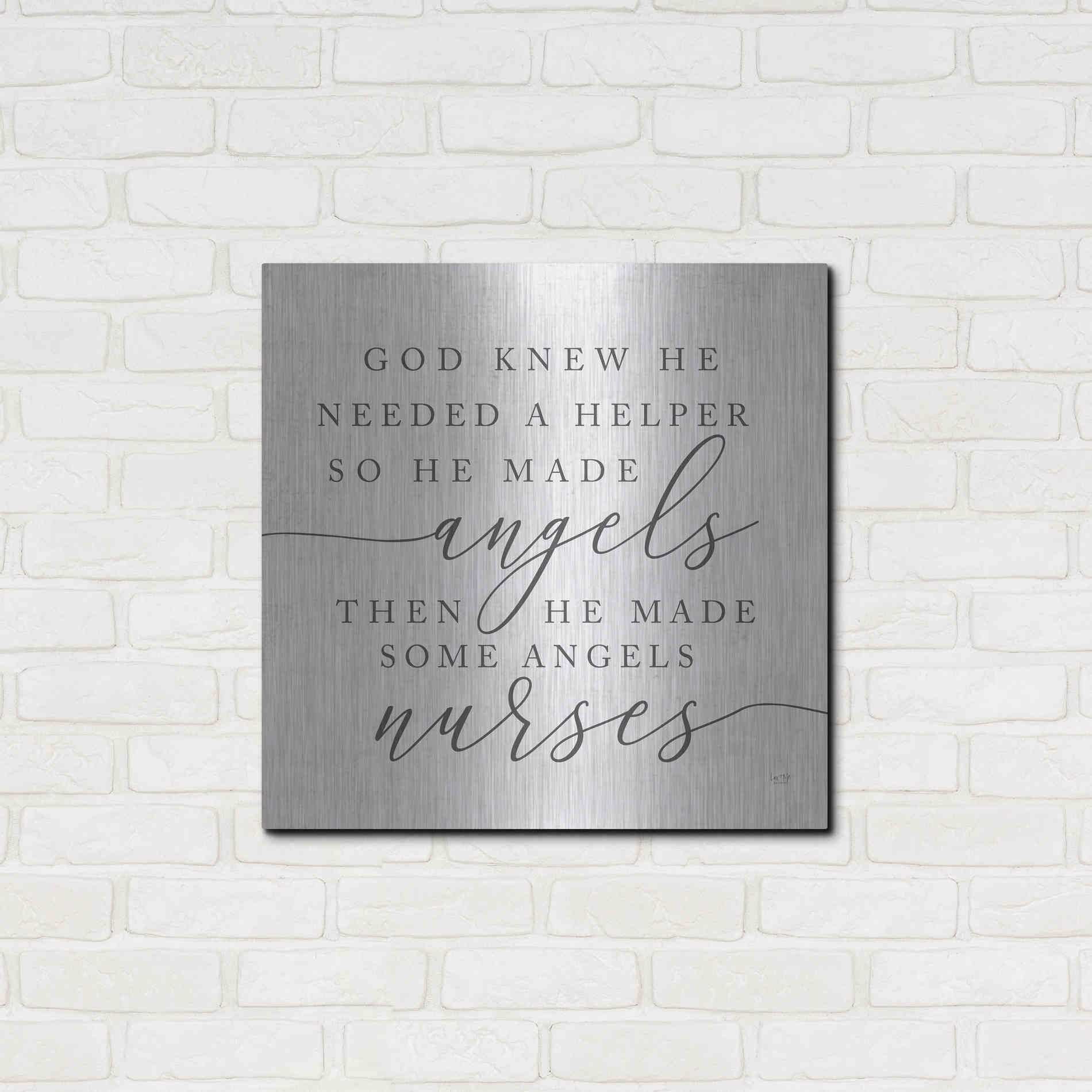 Luxe Metal Art 'God Made Angel Nurses' by Lux + Me Designs, Metal Wall Art,24x24