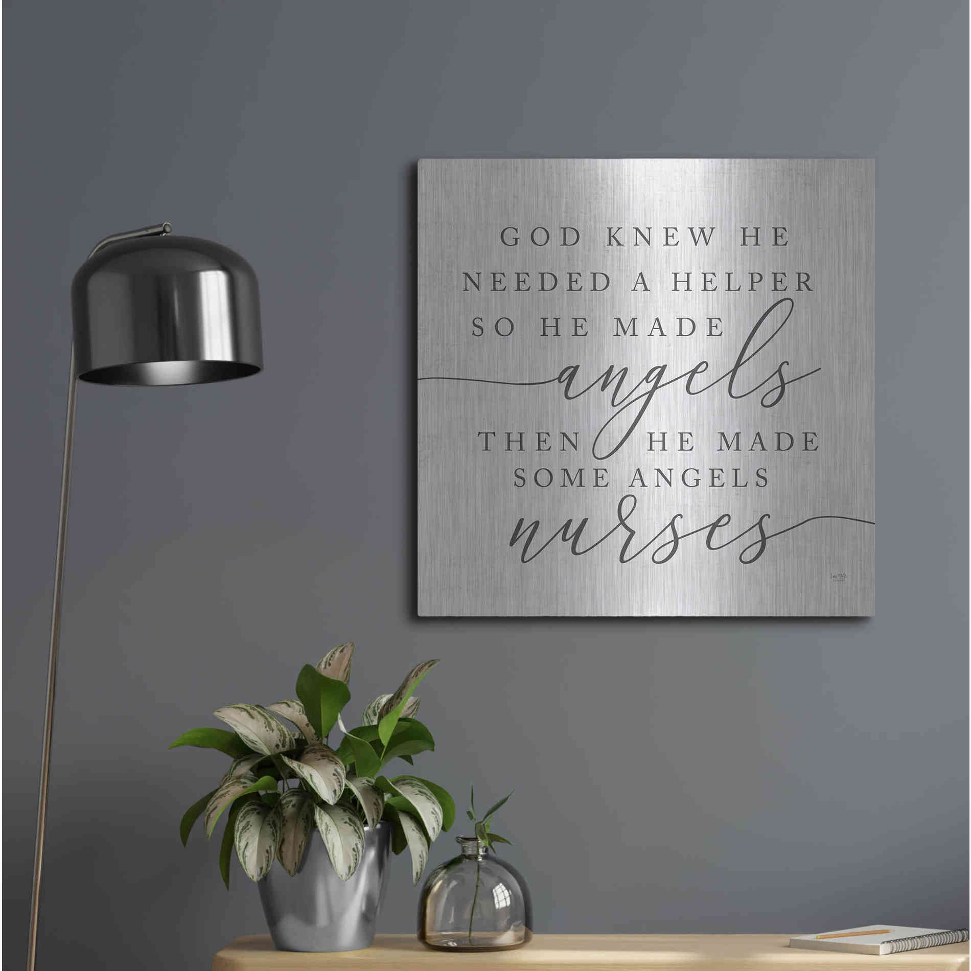 Luxe Metal Art 'God Made Angel Nurses' by Lux + Me Designs, Metal Wall Art,24x24