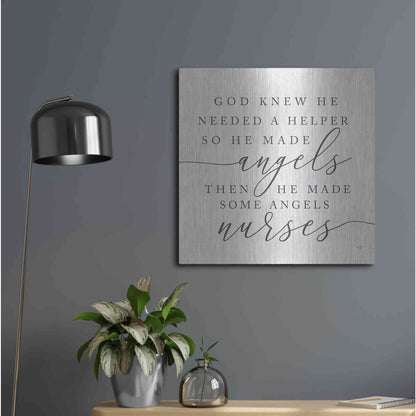 Luxe Metal Art 'God Made Angel Nurses' by Lux + Me Designs, Metal Wall Art,24x24