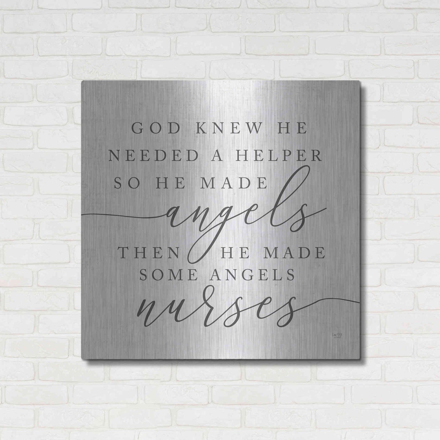 Luxe Metal Art 'God Made Angel Nurses' by Lux + Me Designs, Metal Wall Art,36x36