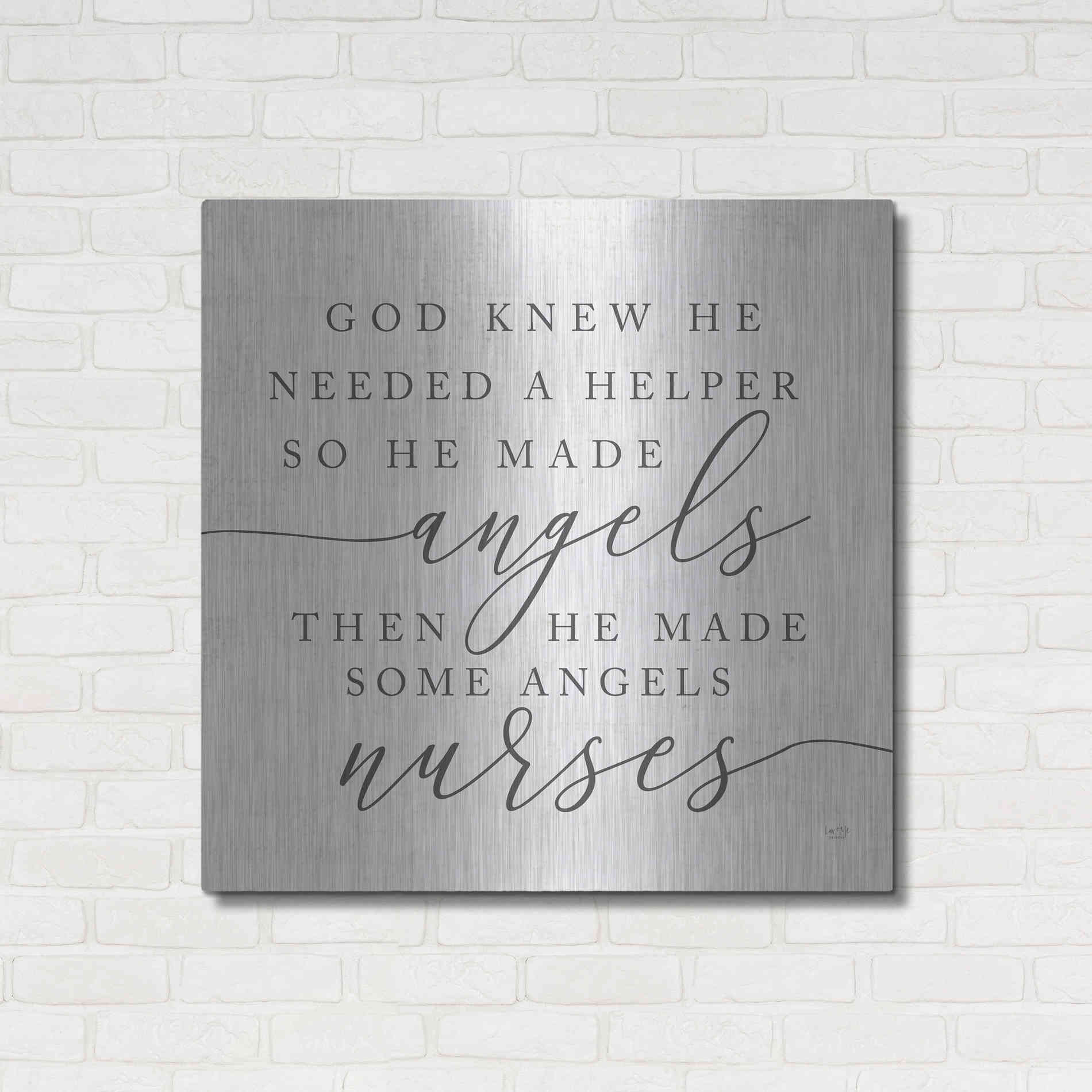 Luxe Metal Art 'God Made Angel Nurses' by Lux + Me Designs, Metal Wall Art,36x36