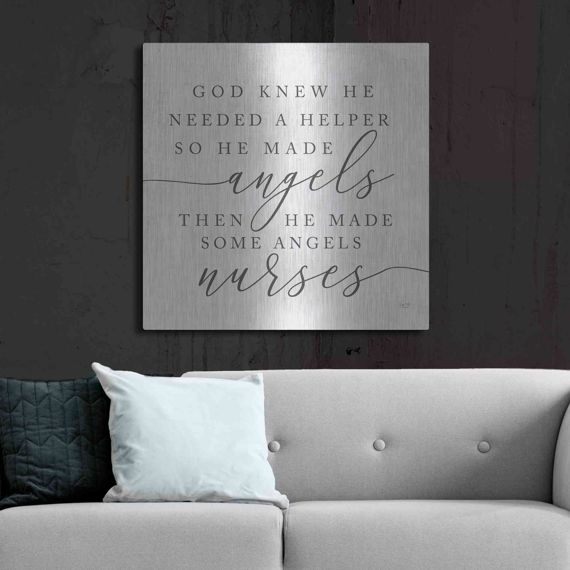 Luxe Metal Art 'God Made Angel Nurses' by Lux + Me Designs, Metal Wall Art,36x36