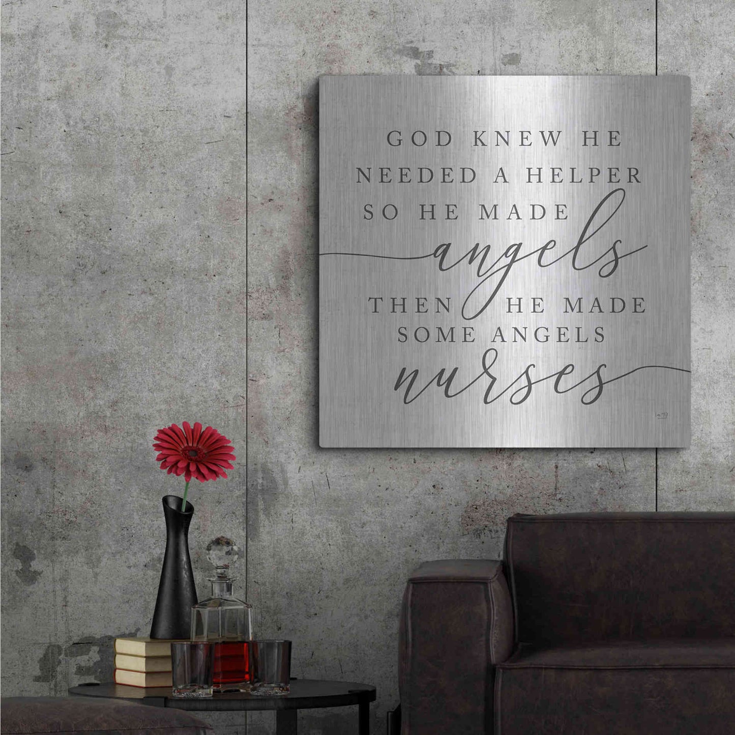 Luxe Metal Art 'God Made Angel Nurses' by Lux + Me Designs, Metal Wall Art,36x36