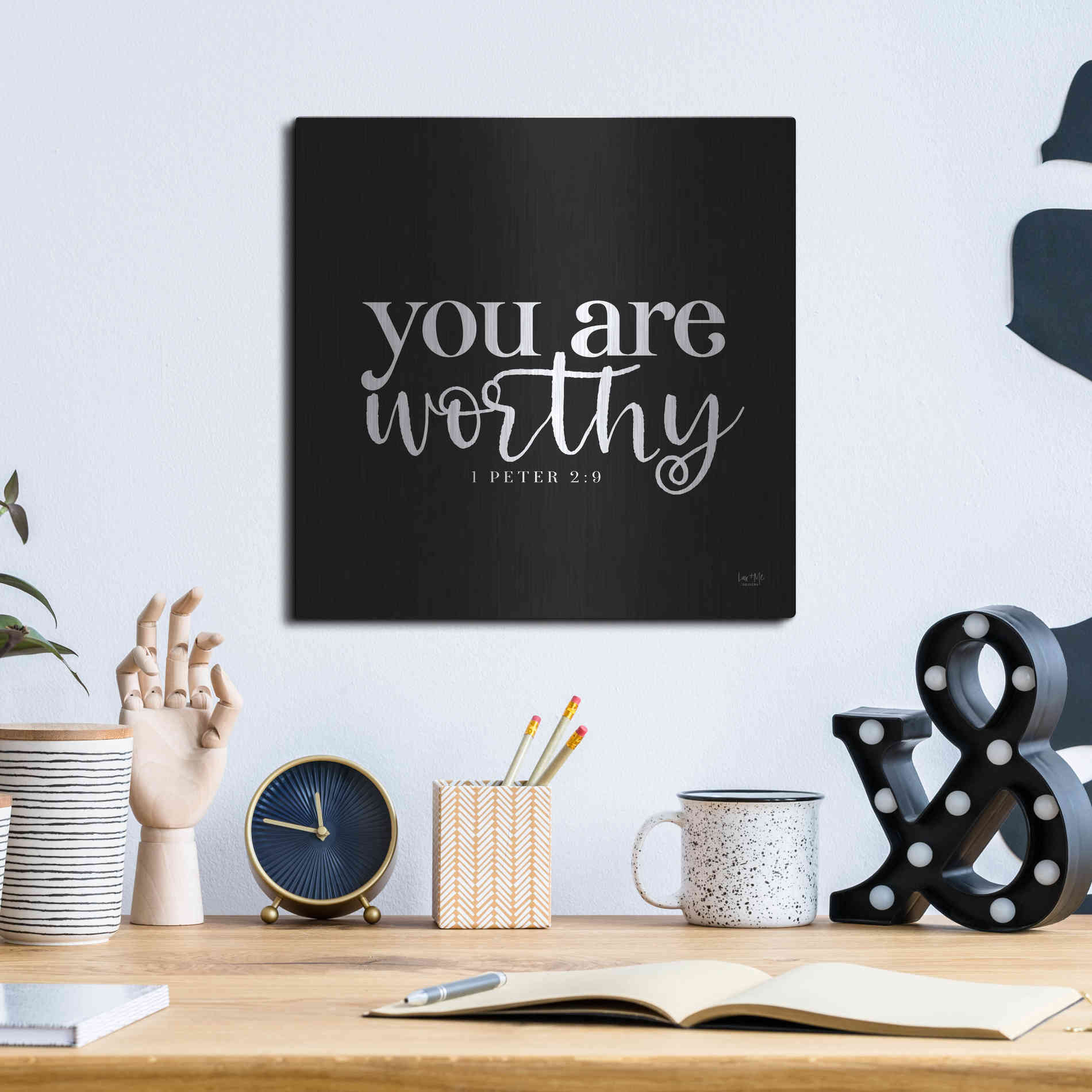 Luxe Metal Art 'You Are Worthy' by Lux + Me Designs, Metal Wall Art,12x12