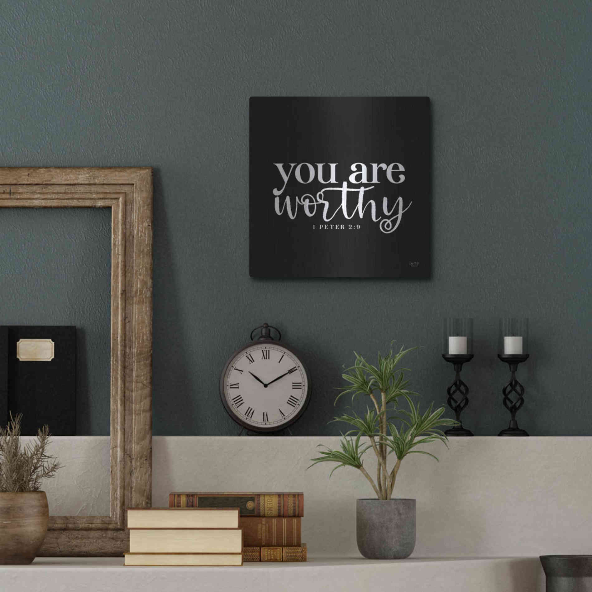 Luxe Metal Art 'You Are Worthy' by Lux + Me Designs, Metal Wall Art,12x12