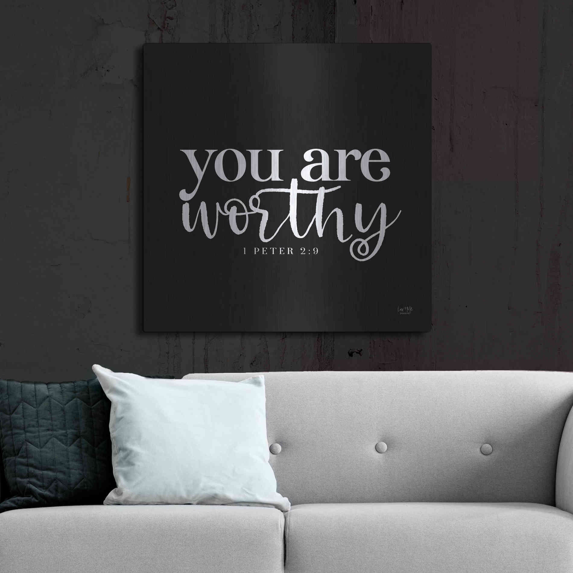 Luxe Metal Art 'You Are Worthy' by Lux + Me Designs, Metal Wall Art,36x36